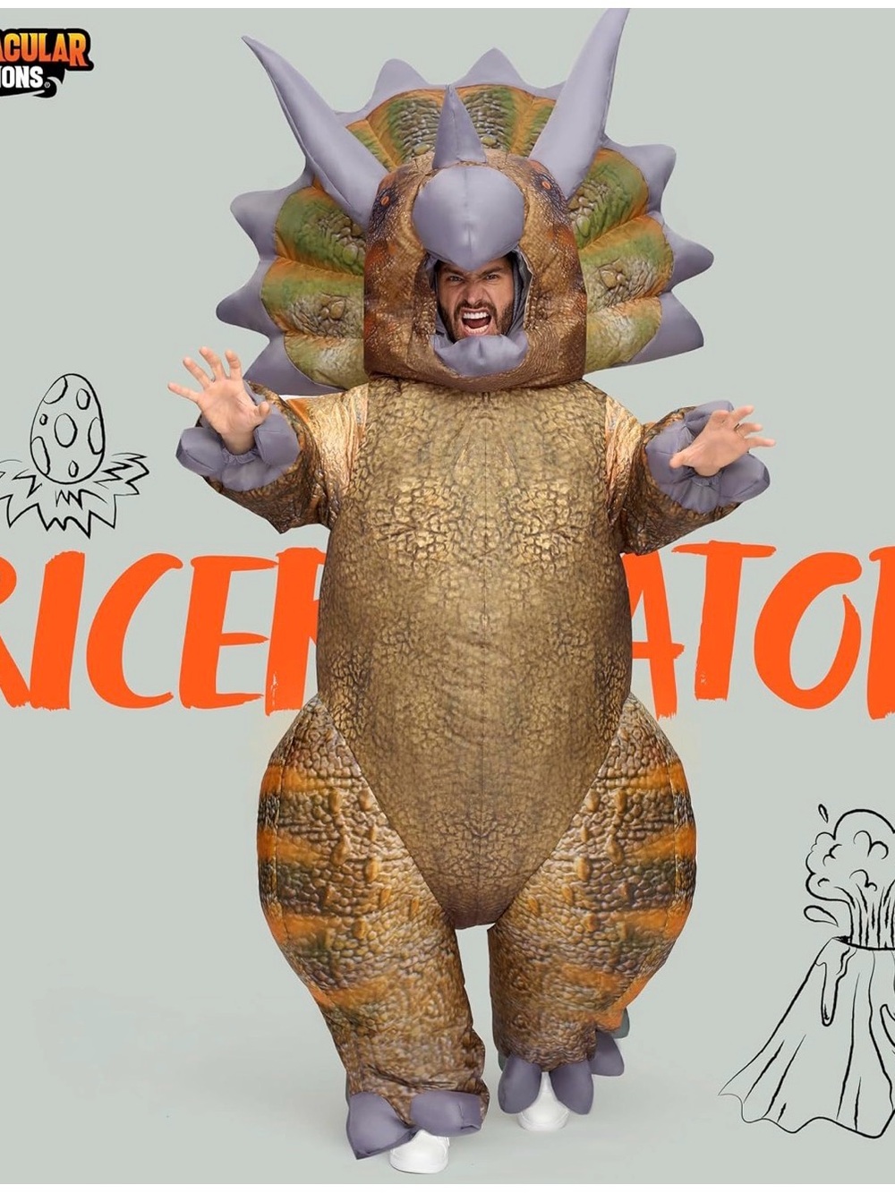 Inflatable costume dinosaur triceratops blowup adult large